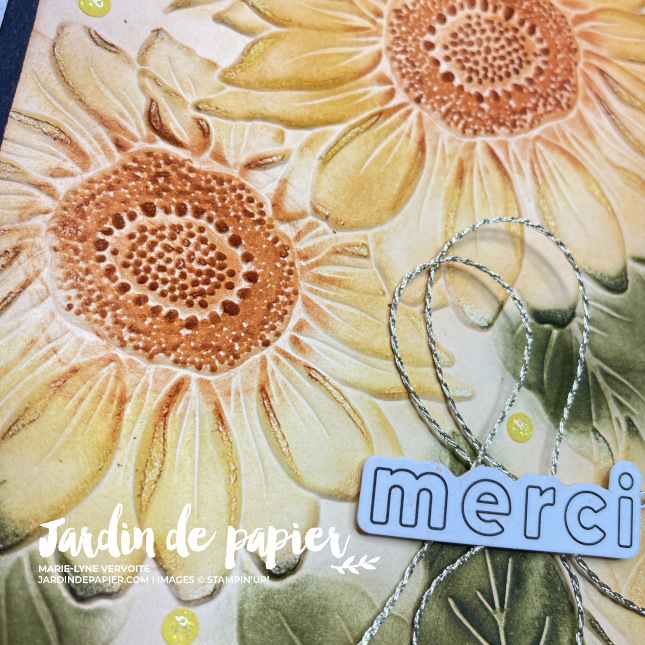 Carte embossée tournesols 3D avec encres et papier cartonné deux tons – Stampin’ Up!