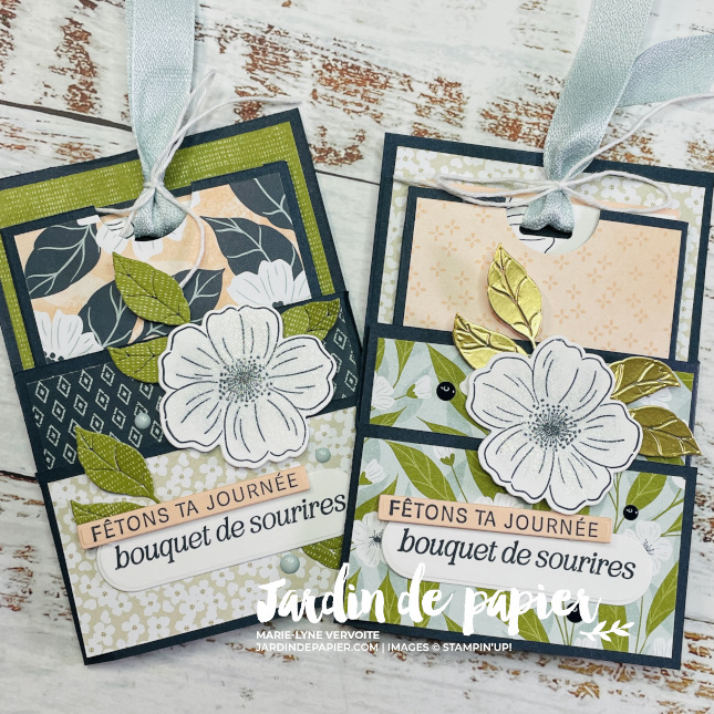 Carte à double ouverture inférieure – Tutoriel avec la collection Fleurs adorables Stampin’ Up!