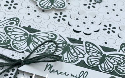 Carte printanière Stampin’ Up! avec Poinçon Fleurs d’œillets et Lot Voltige amicale