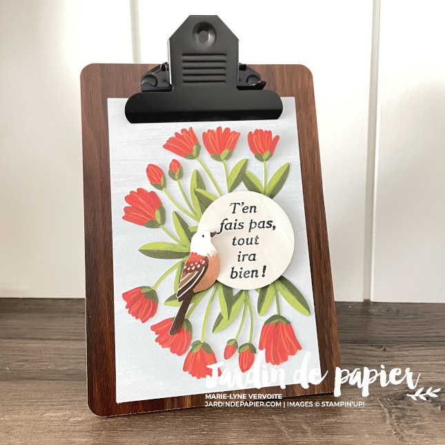 Carte double pop-up Stampin Up avec collection Au calme sur la rive, poissons et décor nature