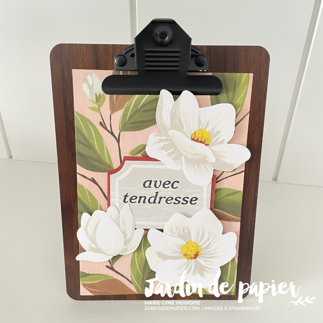 Carte double pop-up Stampin Up avec collection Au calme sur la rive, poissons et décor nature