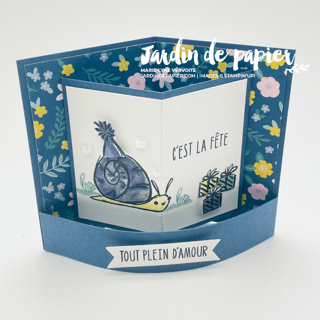 Carte à panneaux courbés Stampin' Up! réalisée avec le jeu d'étampes Copains mignons